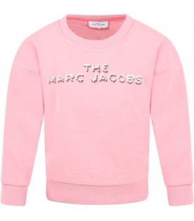 Pink sweatshirt for girl with logo