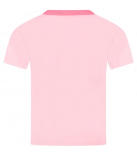 T-shirt rosa per bambina con logo