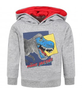 Grey sweatshirt for boy with dinosaur