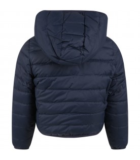 Reversible jacket for boy with logo