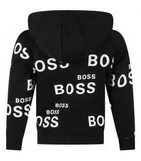 Black sweatshirt for boy with logos