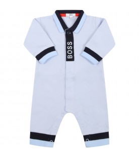 Light blue babygrow for baby boy with logo