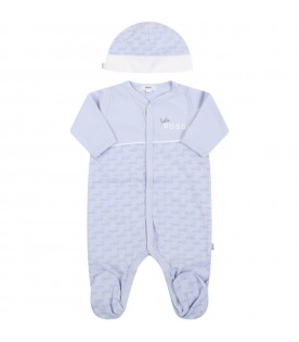 Light blue set for baby boy with logos
