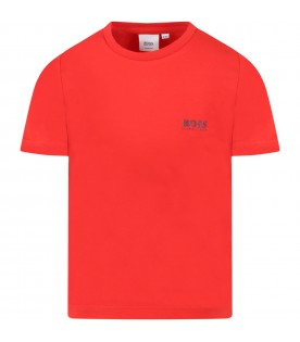 Red t-shirt for boy with logo