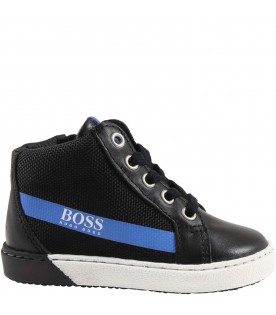 Black sneakers for boy with logo