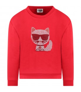 Red sweatshirt for girl with Choupette