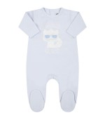Karl Lagerfeld Kids Light blue babygrow for baby boy with Choupette
