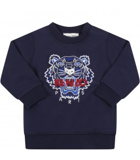 Blue sweatshirt for baby boy with logo