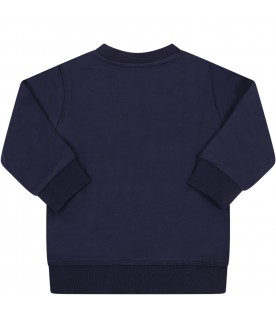 Blue sweatshirt for baby boy with logo
