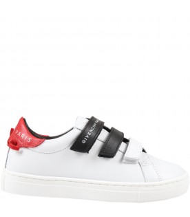 White sneakers for boy with logos