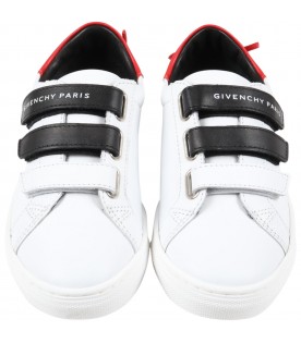 White sneakers for boy with logos