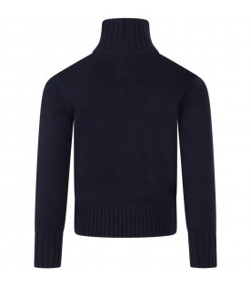 Blue turtleneck for boy with writings