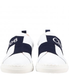 White sneakers for girl with logos