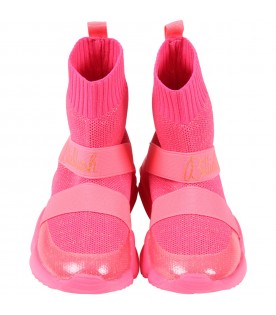 Fuchsia sneakers for girl with logo