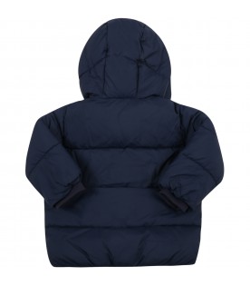 Blue jacket for baby boy with logo