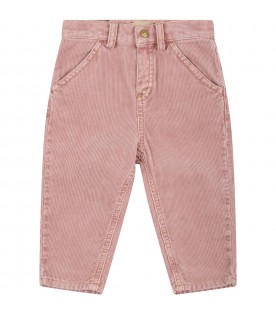 Pink pants for baby girl with horsebit