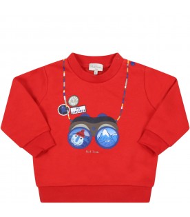 Red sweatshirt for baby boy with print