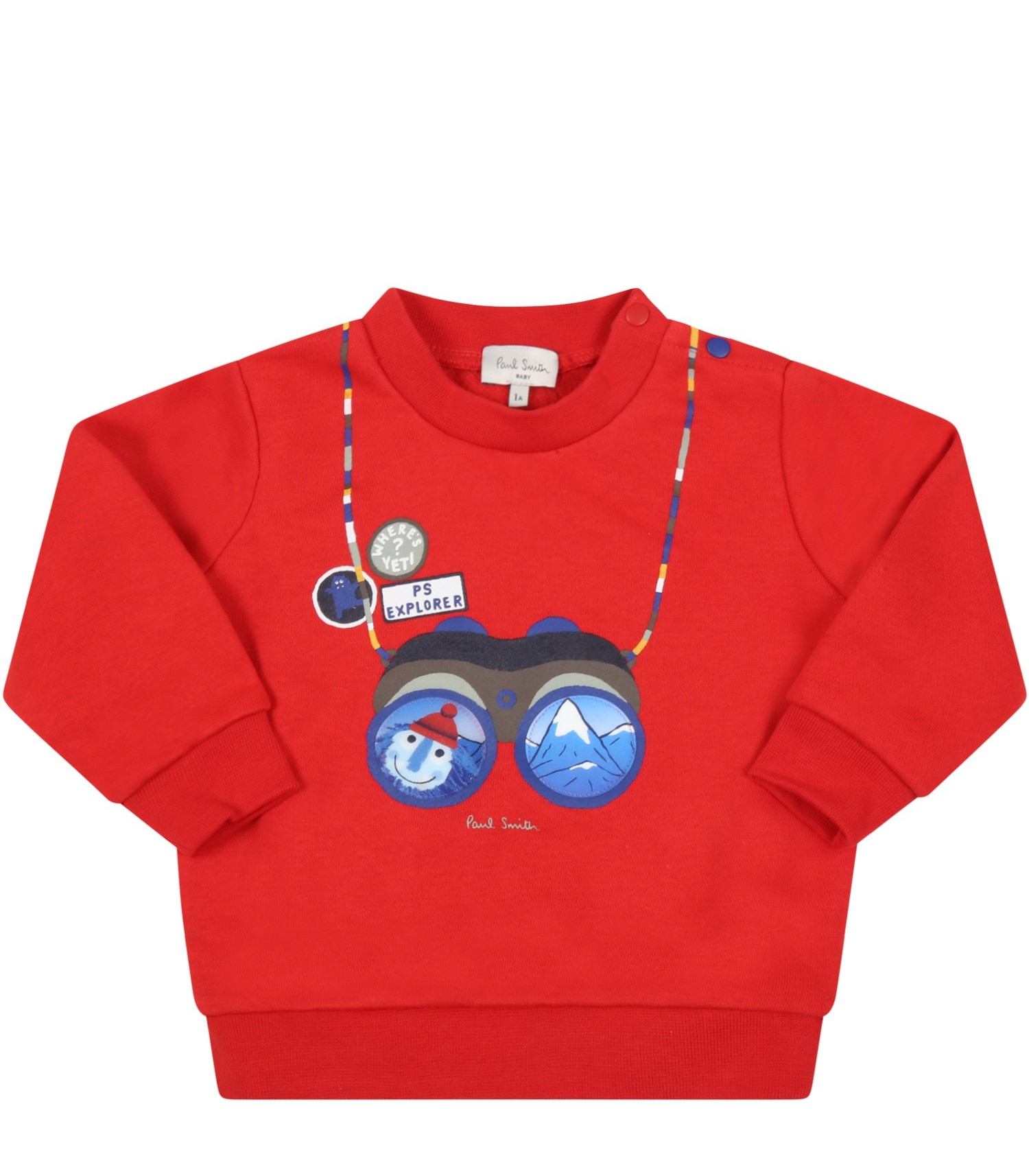 Paul Smith Junior Red sweatshirt for baby boy with print