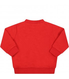 Red sweatshirt for baby boy with print