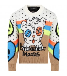 Multicolor sweater for boy with bear and Smile