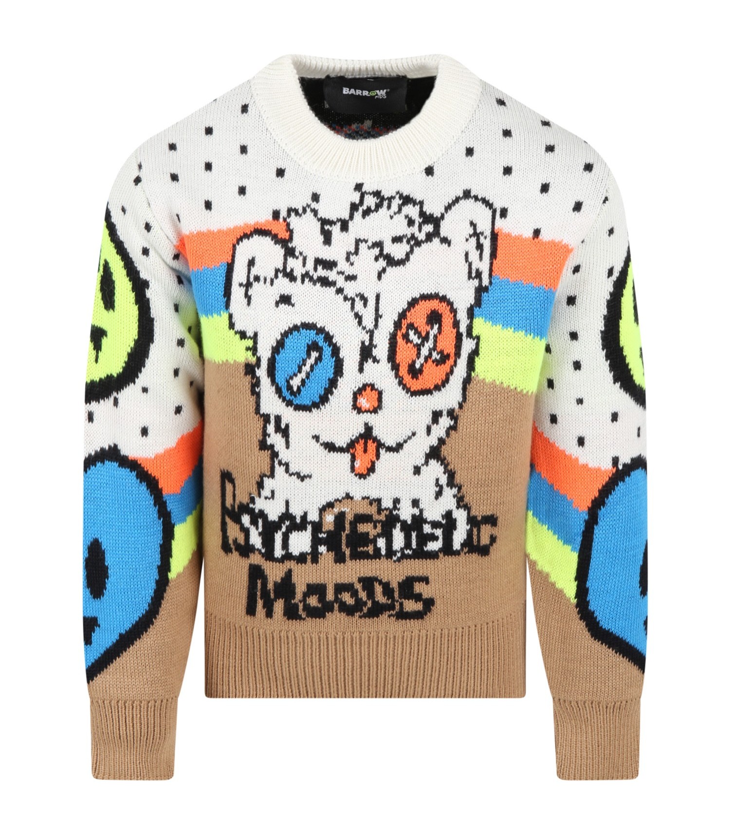 Barrow Multicolor sweater for boy with bear and Smile - CoccoleBimbi
