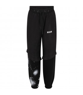 Black sweatpants for boy with logo