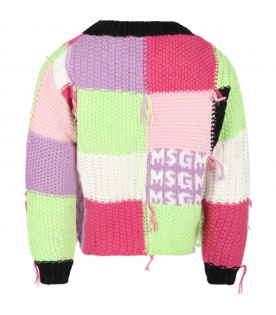 Multicolor sweater for girl with logos