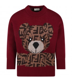 Bordeaux sweater for kids with bear