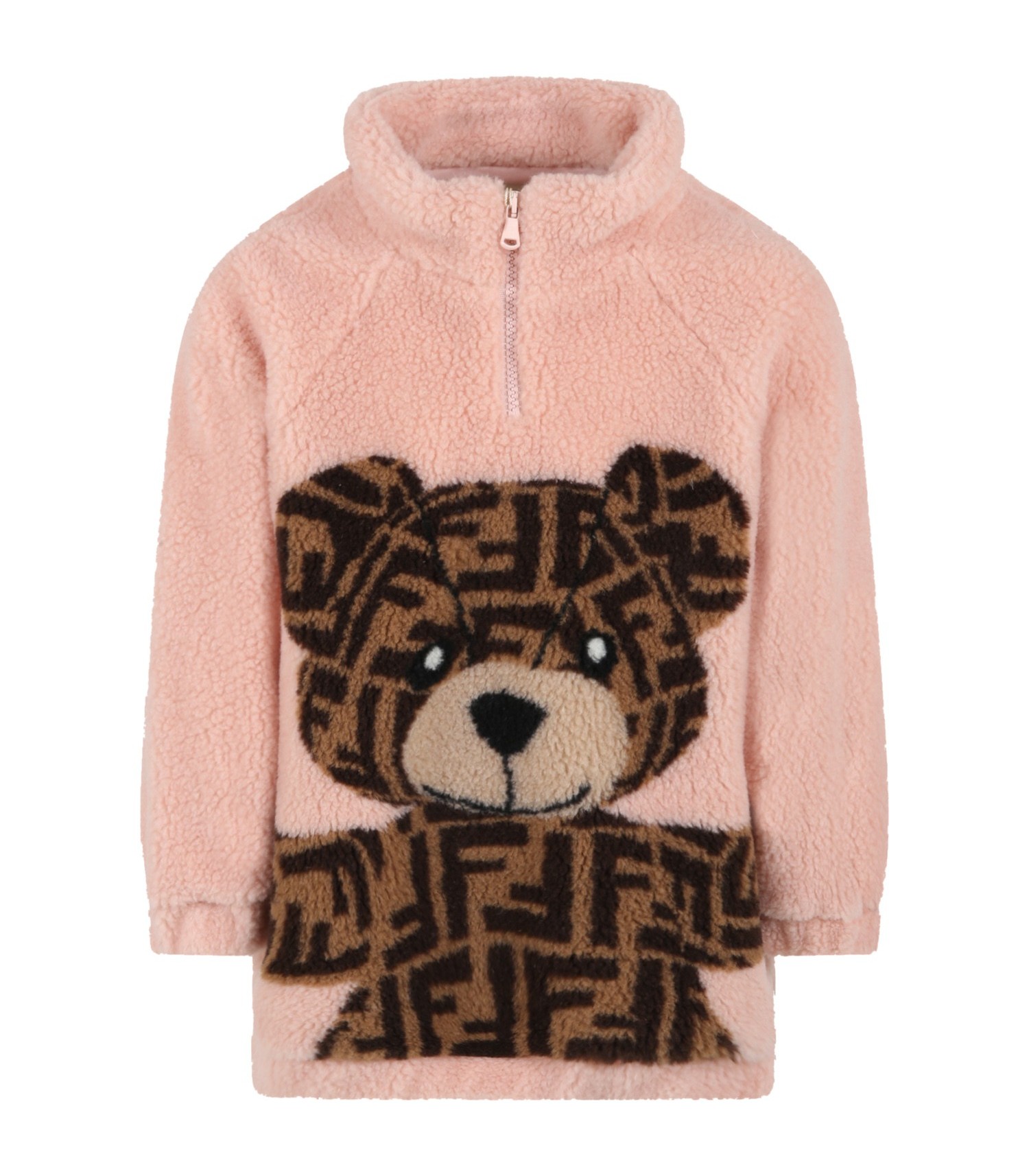 Fendi Kids Pink sweatshirt for girl with bear