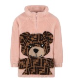Fendi Kids Pink sweatshirt for girl with bear