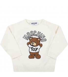 Ivory sweater for baby kids with teddy bear