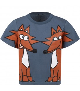Blue t-shirt for boy with foxes