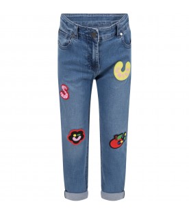 Light blue jeans for girl with patches