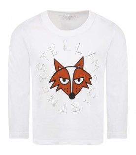 White t-shirt for boy with fox