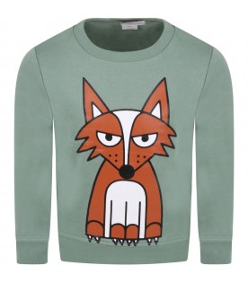 Green sweatshirt for boy with fox