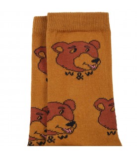 Yellow socks for kids with bears