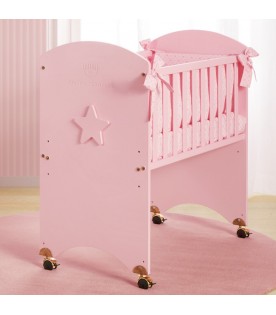 Pink Co-sleeping crib for babykids with logo