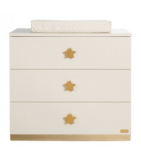 Ivory chest of drawers for babykids with golden stars