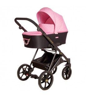 Black Trio-stroller for baby girl with logo