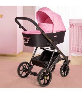 Black Trio-stroller for baby girl with logo