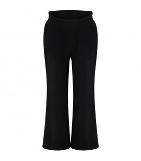 Black sweatpants for girl with patch logo