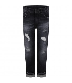 Jeans "Brighton" nero per bambino con patch logato