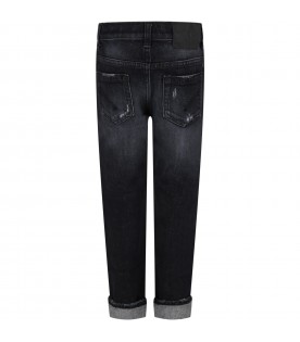 Jeans "Brighton" nero per bambino con patch logato
