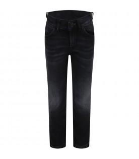 Black jeans "George" for boy with logo patch