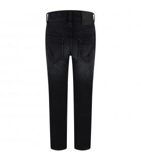 Black jeans "George" for boy with logo patch