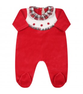 Red babygrow for baby girl