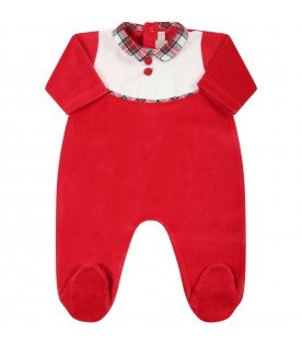 Red babygrow for baby boy
