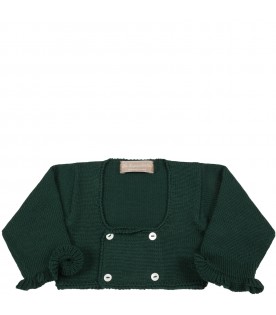 Green cardigan for baby girl