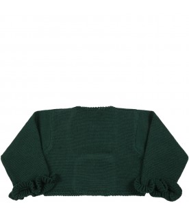 Green cardigan for baby girl