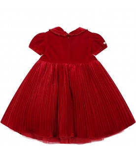 Red dress for baby girl with bow